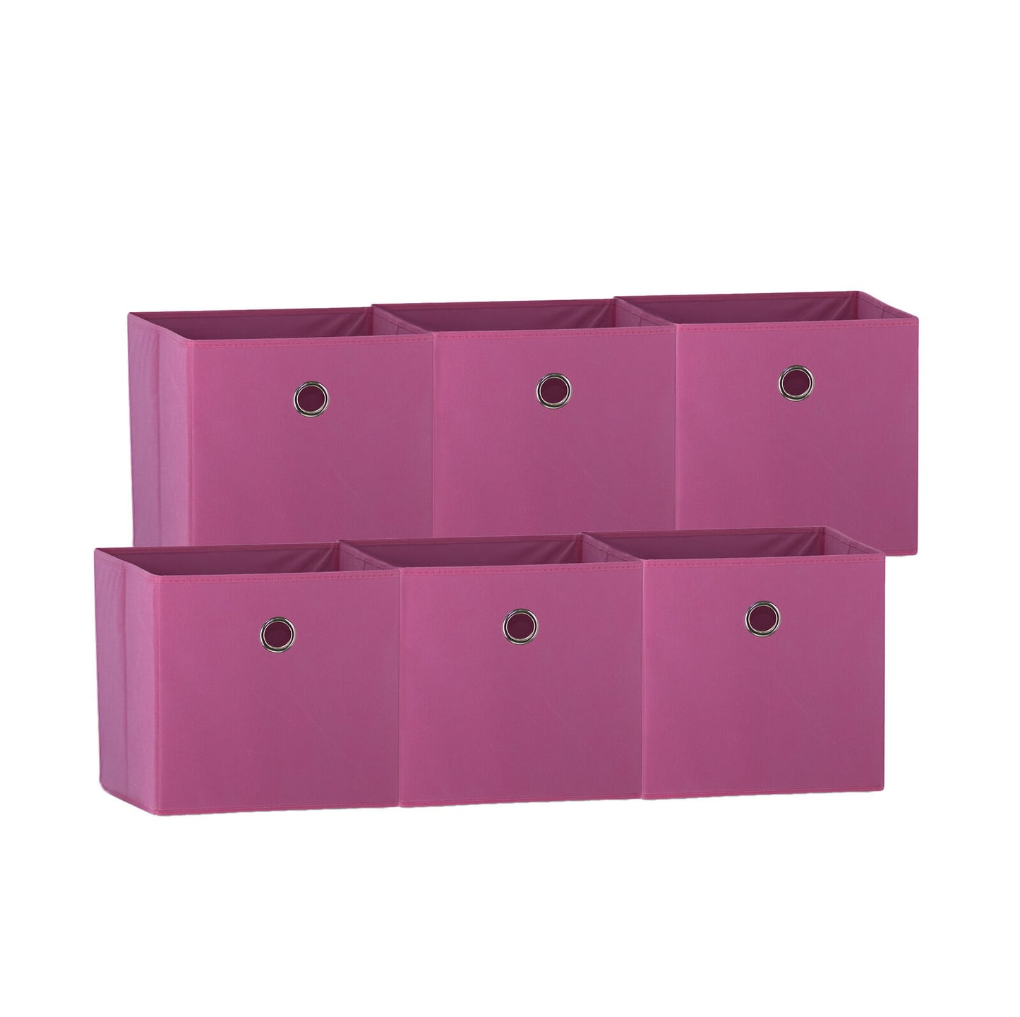 Dark Pink 6-Pack Foldable Storage Cubes - Fabric Bookcase Organisers