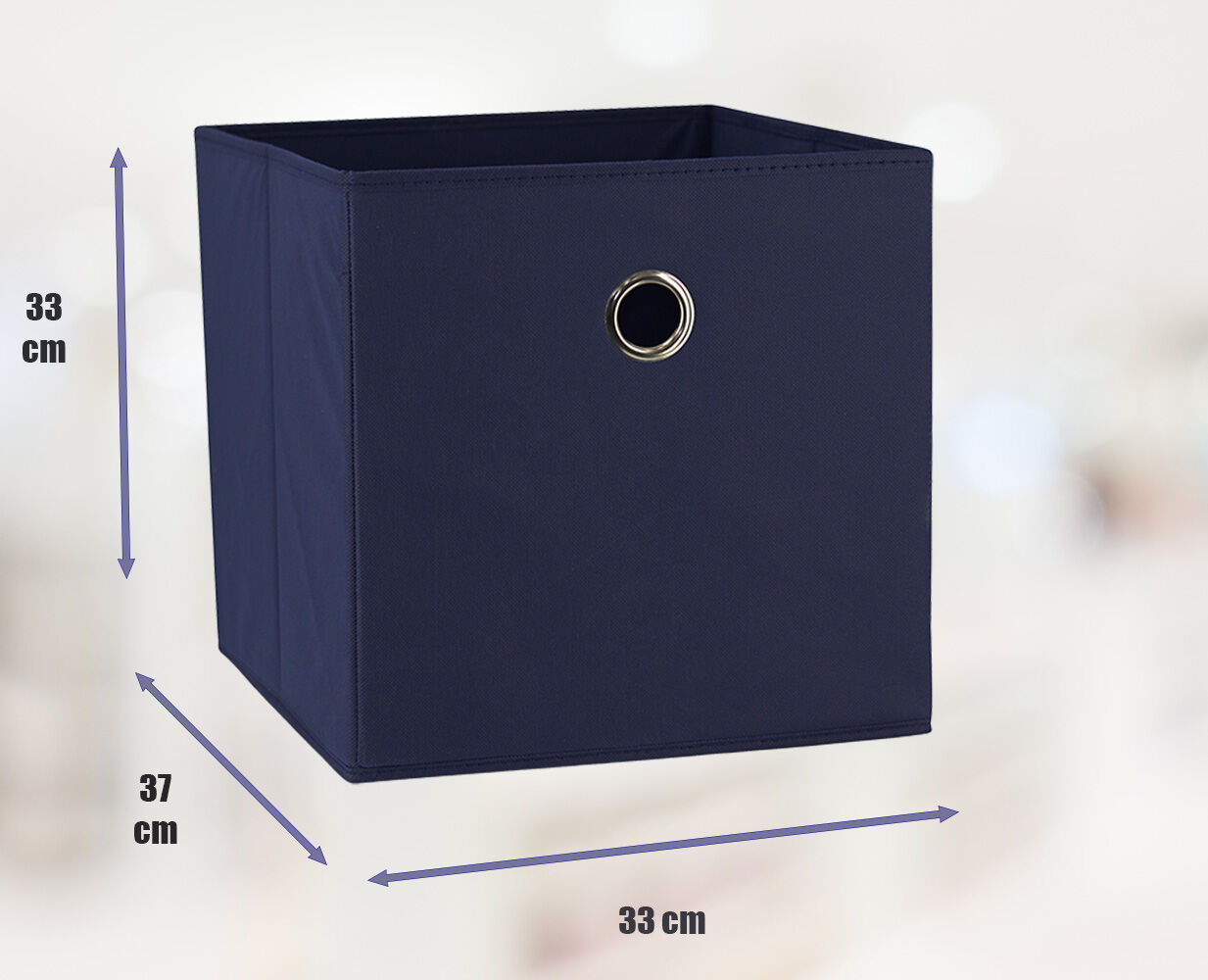 Dark Blue 6-Pack Foldable Storage Cubes - Fabric Bookcase Organisers