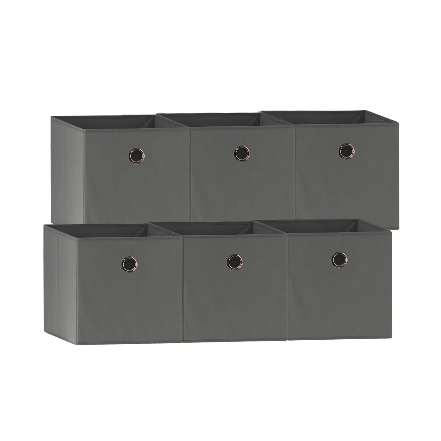 Grey 6-Pack Foldable Storage Cubes - Fabric Bookcase Organisers
