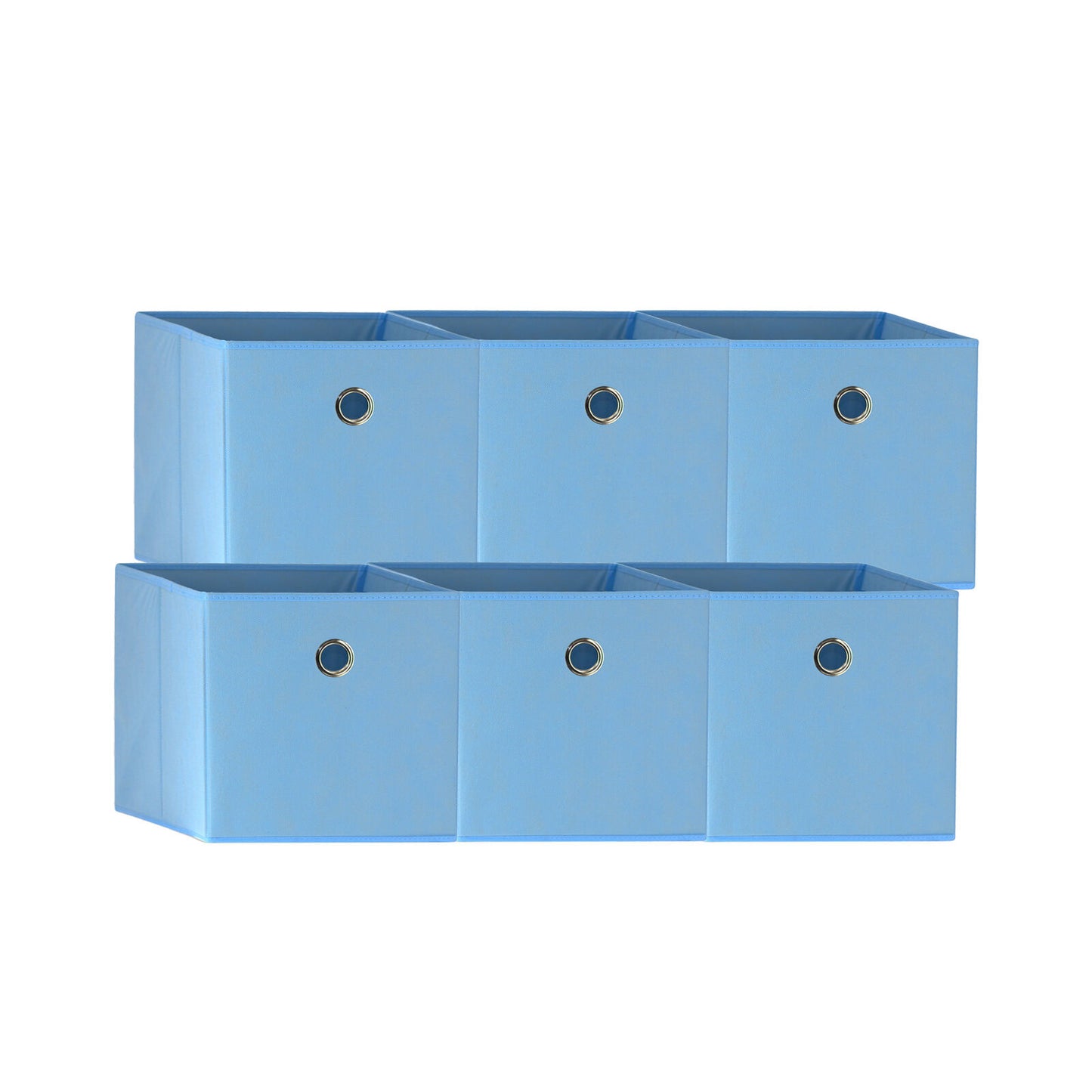 Blue 6-Pack Foldable Storage Cubes - Fabric Bookcase Organisers