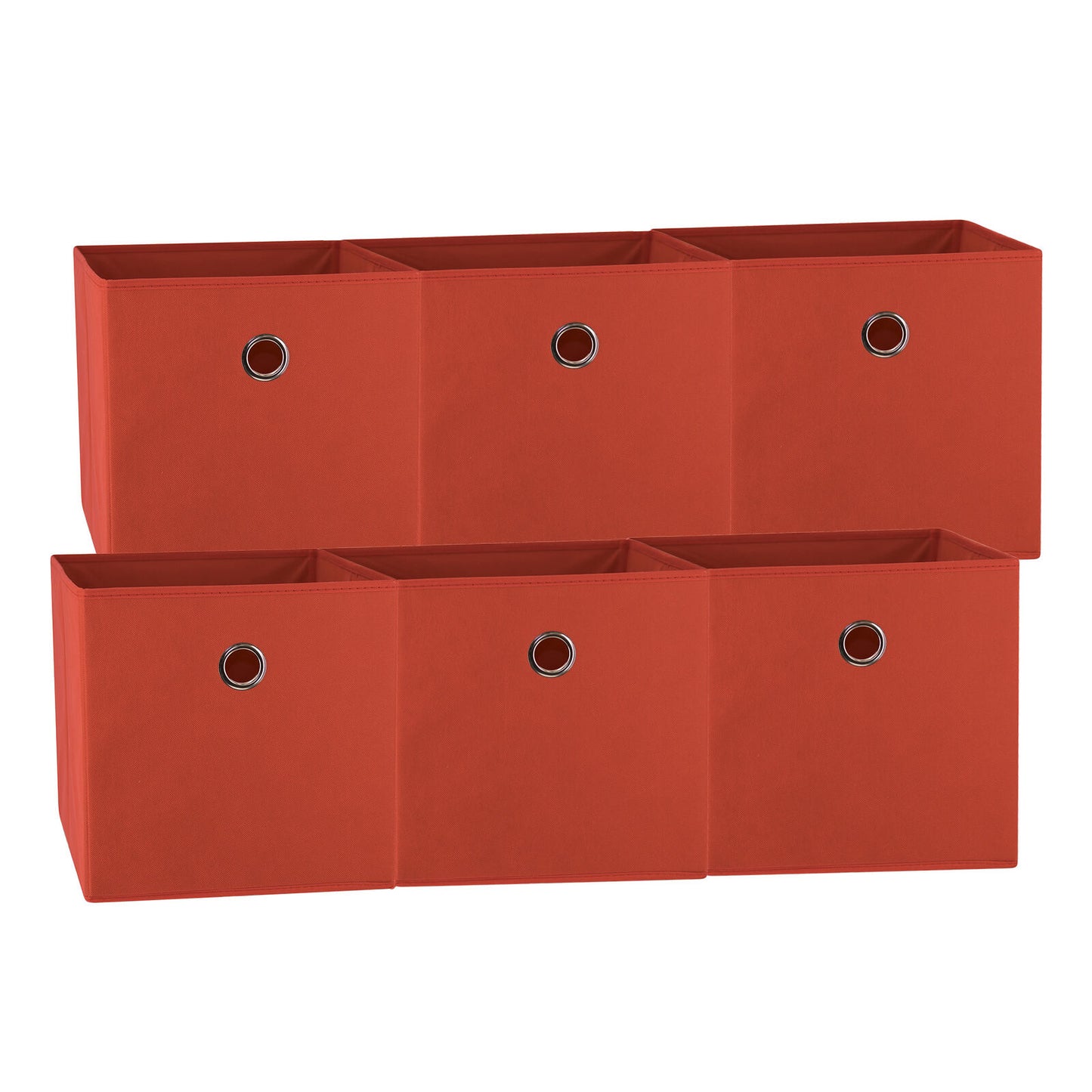 Red 6-Pack Foldable Storage Cubes - Fabric Bookcase Organisers