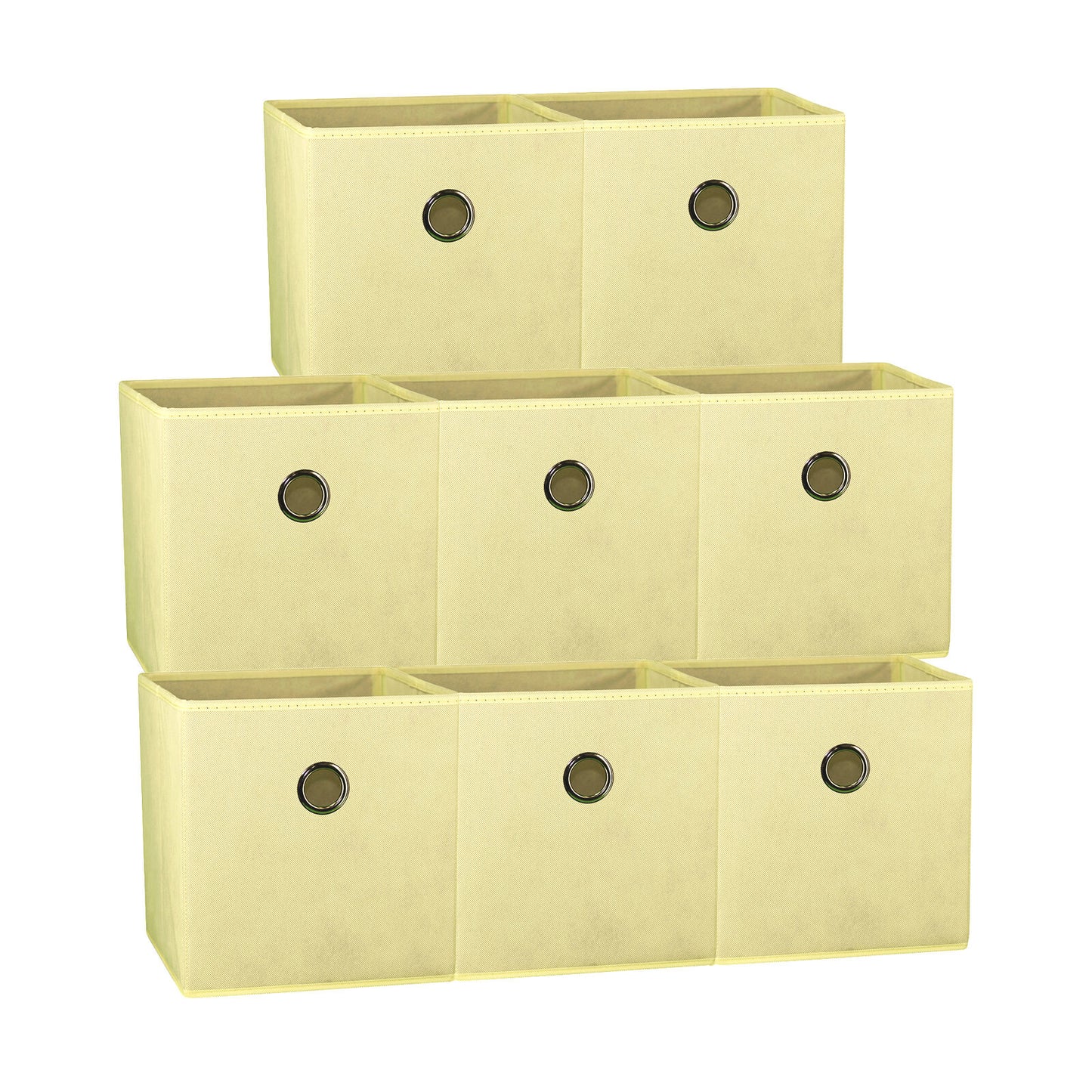 Beige 8-Pack Foldable Storage Cubes - Fabric Bookcase Organisers