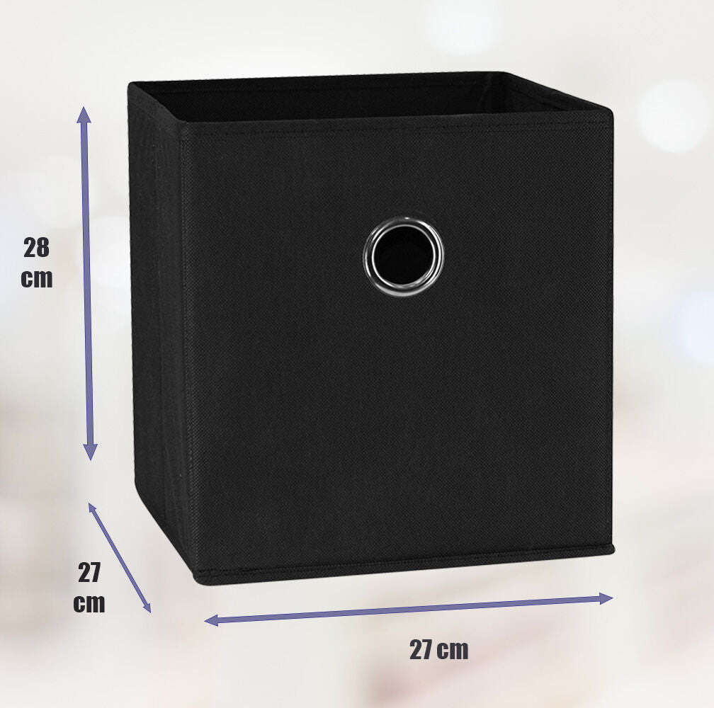27x28x27 CM Black 8-Pack Foldable Storage Cubes - Fabric Bookcase Organizers for Toys and More