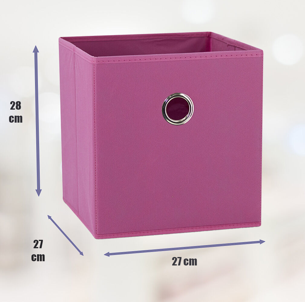 27x28x27 CM Dark Pink 8-Pack Foldable Storage Cubes - Fabric Bookcase Organizers for Toys and More