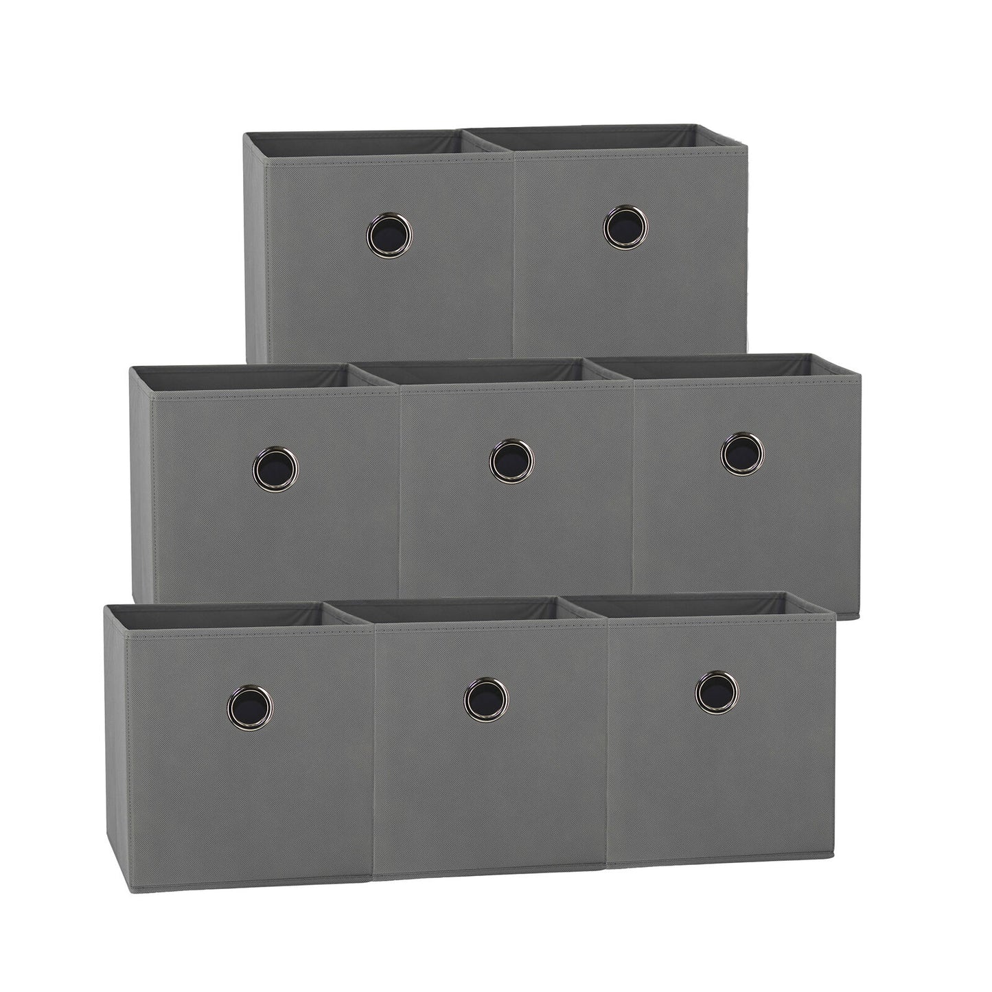 27x28x27 CM Grey 8-Pack Foldable Storage Cubes - Fabric Bookcase Organizers for Toys and More
