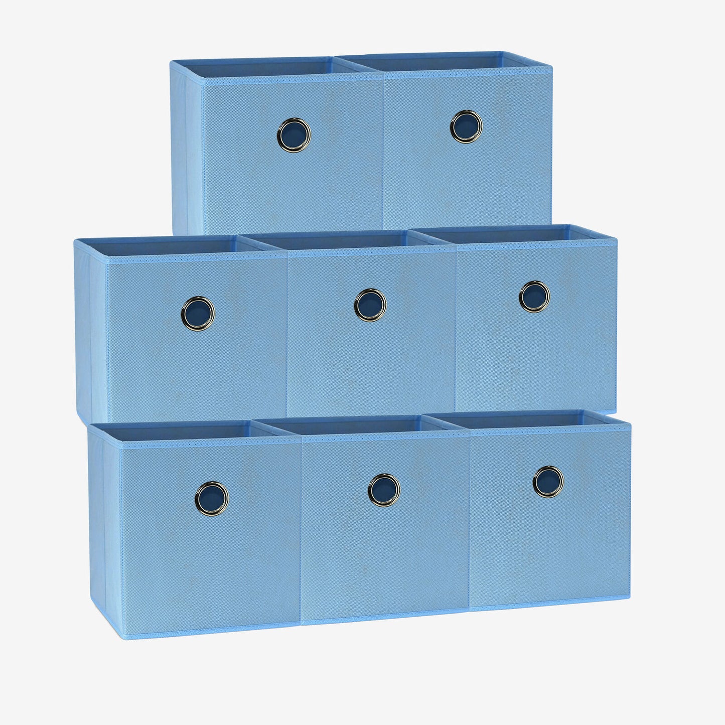 27x28x27 CM Light Blue 8-Pack Foldable Storage Cubes - Fabric Bookcase Organizers for Toys and More