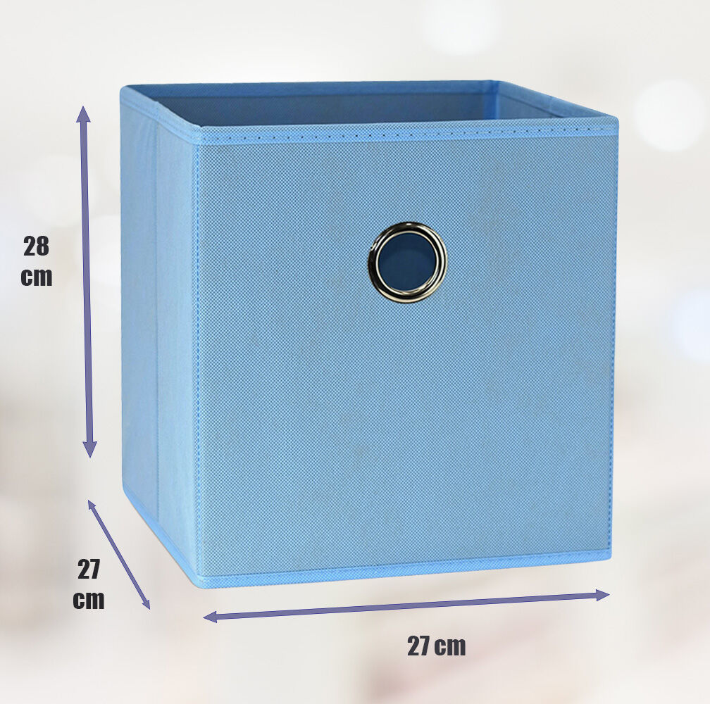 27x28x27 CM Light Blue 8-Pack Foldable Storage Cubes - Fabric Bookcase Organizers for Toys and More