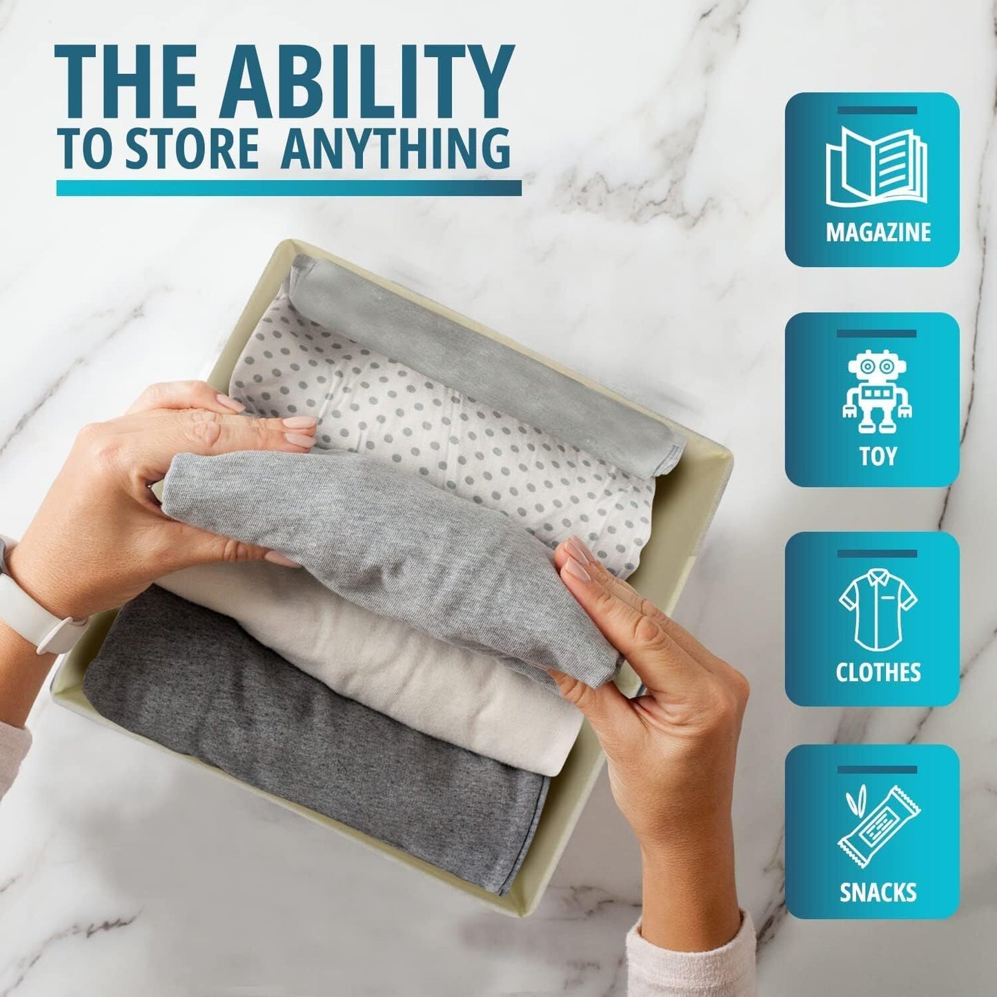 27x28x27 CM Light Blue 8-Pack Foldable Storage Cubes - Fabric Bookcase Organizers for Toys and More