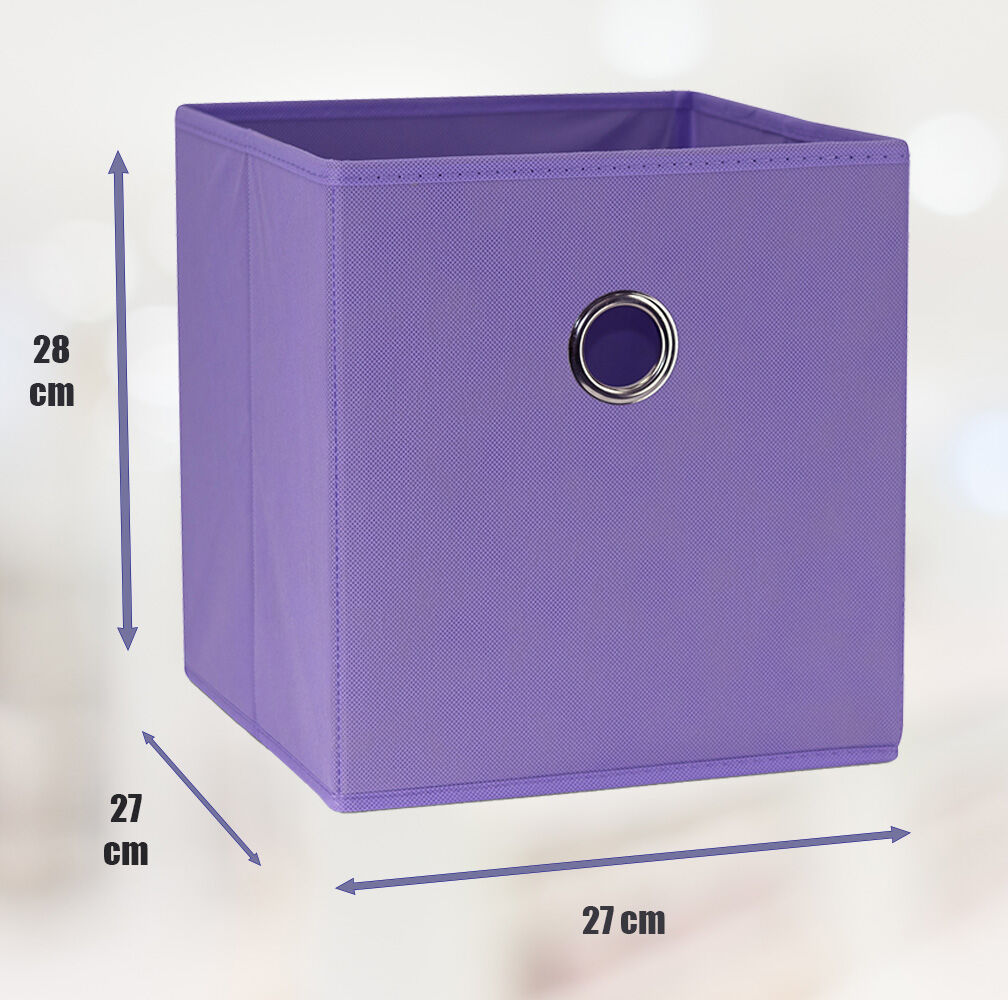 27x28x27 CM Light Purple 8-Pack Foldable Storage Cubes - Fabric Bookcase Organizers for Toys and More