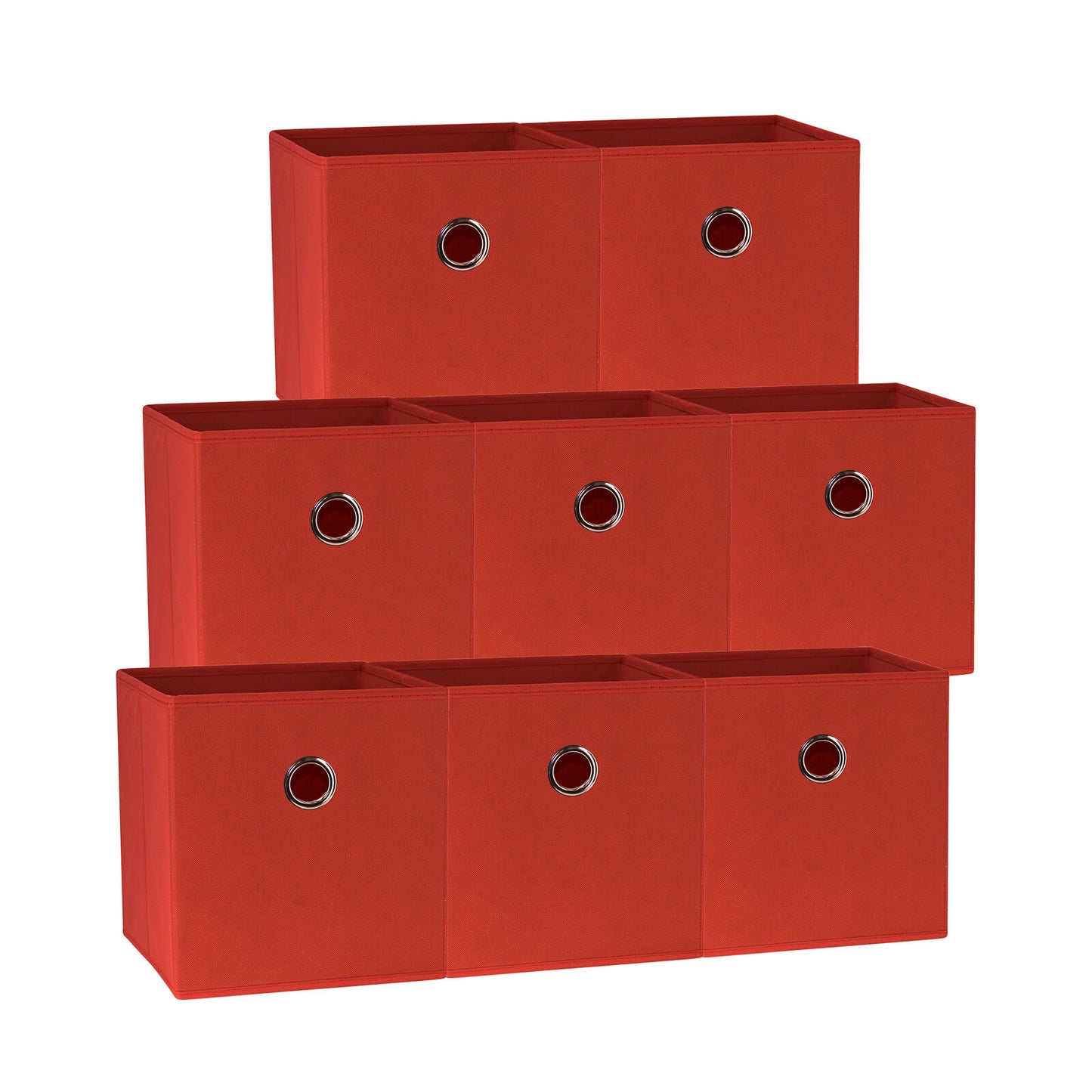 27x28x27 CM Red 8-Pack Foldable Storage Cubes - Fabric Bookcase Organizers for Toys and More