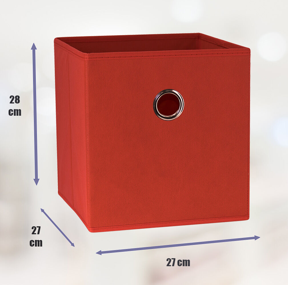 27x28x27 CM Red 8-Pack Foldable Storage Cubes - Fabric Bookcase Organizers for Toys and More