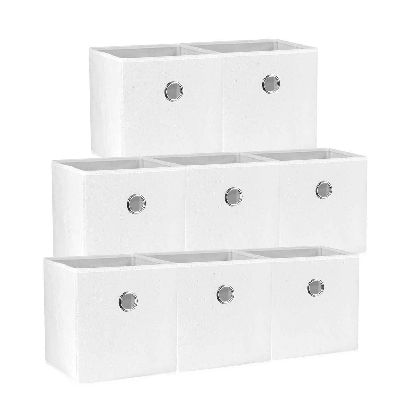 White 8-Pack Foldable Storage Cubes - Fabric Bookcase Organisers