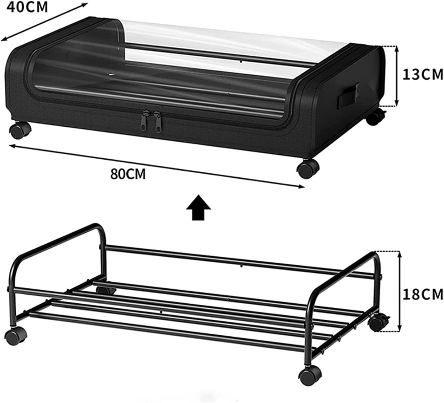 Under Bed Rolling Storage Containers with 50L Large Capacity and Wheels