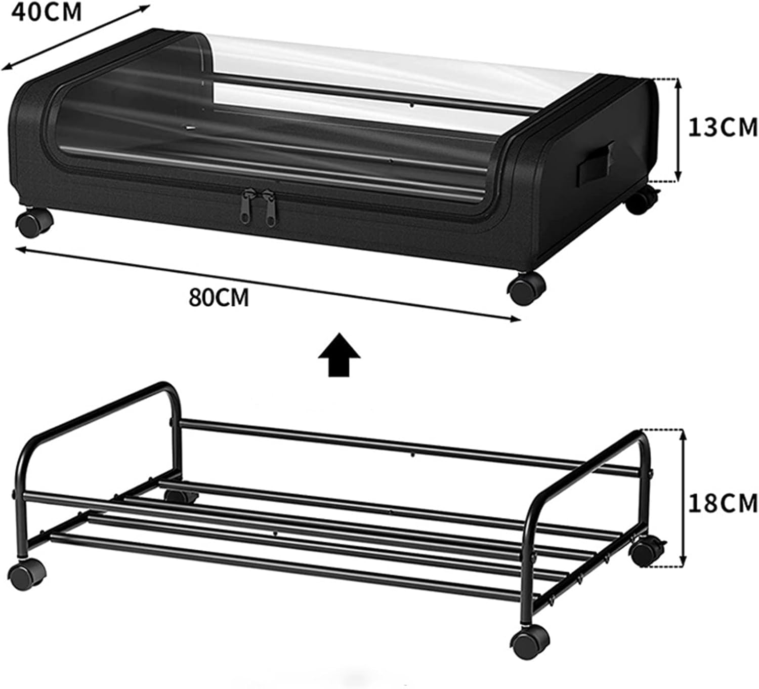 Under Bed Rolling Storage Containers with 50L Large Capacity and Wheels
