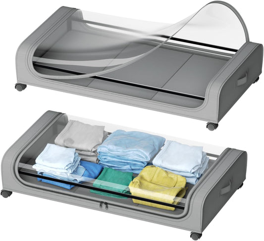 Under Bed Rolling Storage Containers with 50L Large Capacity and Wheels
