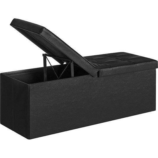 Ottoman Storage Bench with Flipping Lid - Black