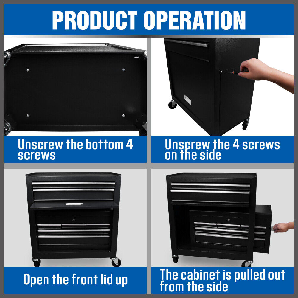 7-Drawer Tool Box Chest Cabinet Trolley (Black)