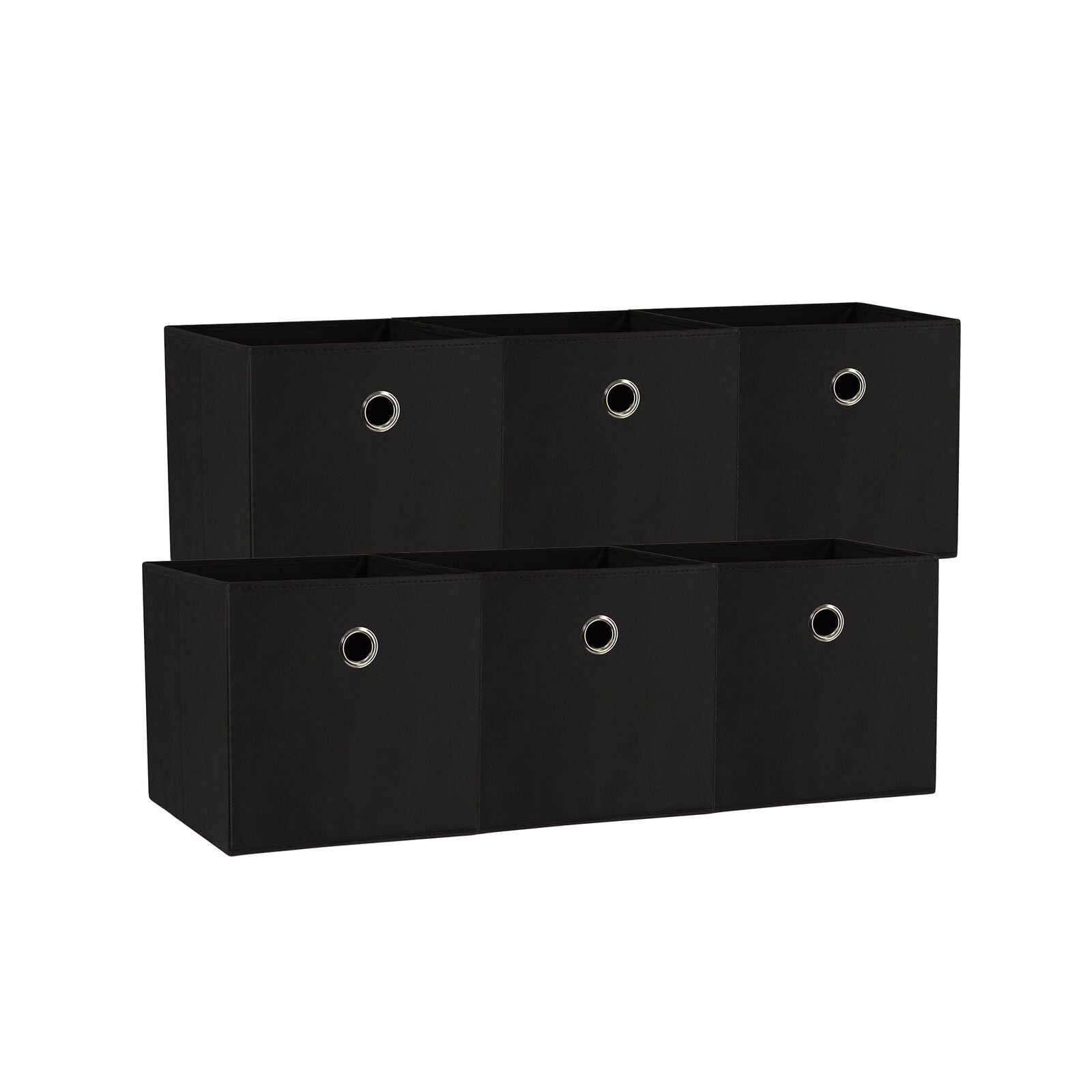 Black 6-Pack Foldable Storage Cubes - Fabric Bookcase Organisers
