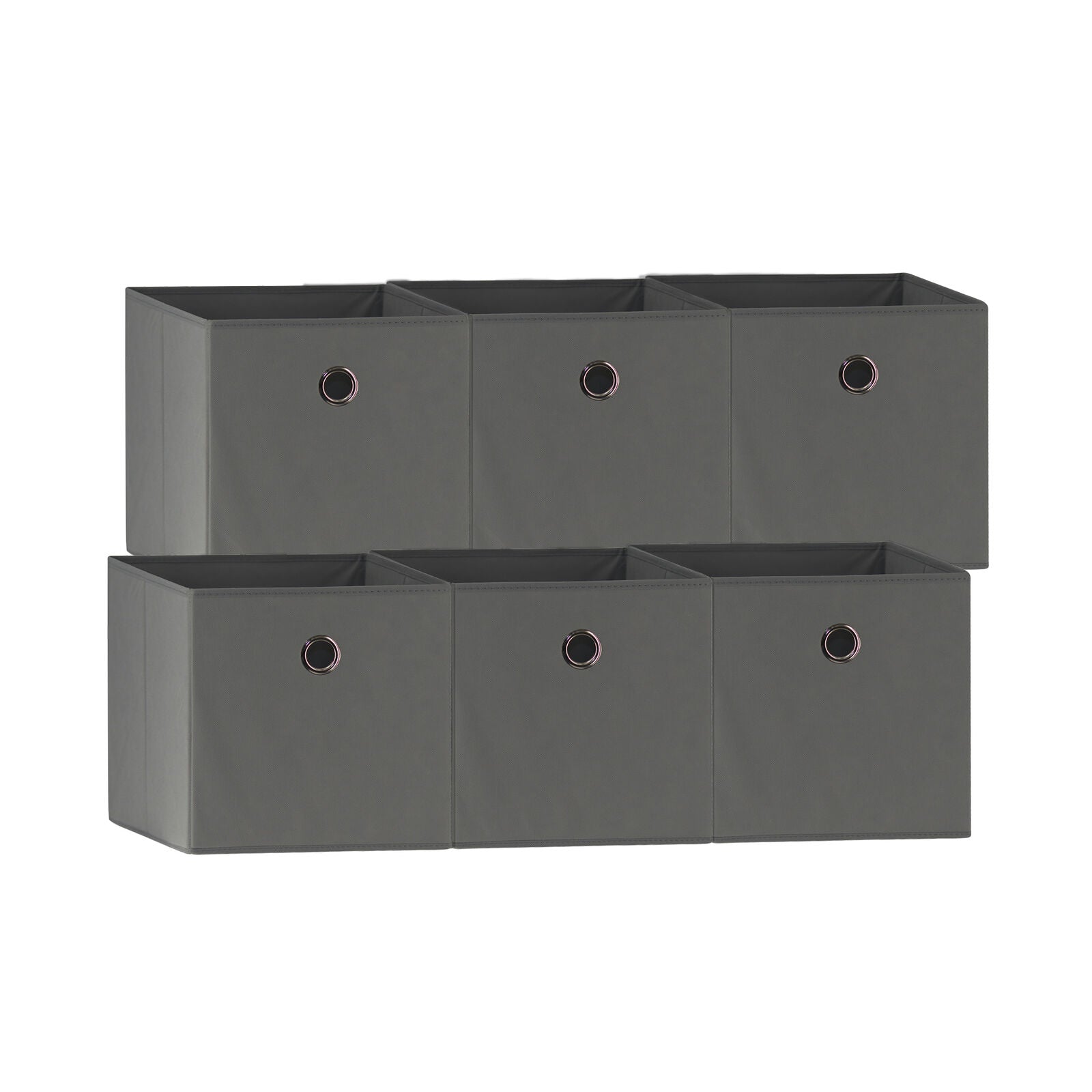 Grey 6-Pack Foldable Storage Cubes - Fabric Bookcase Organisers