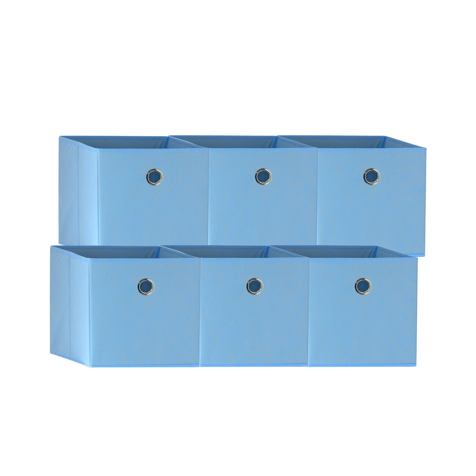 Blue 6-Pack Foldable Storage Cubes - Fabric Bookcase Organisers