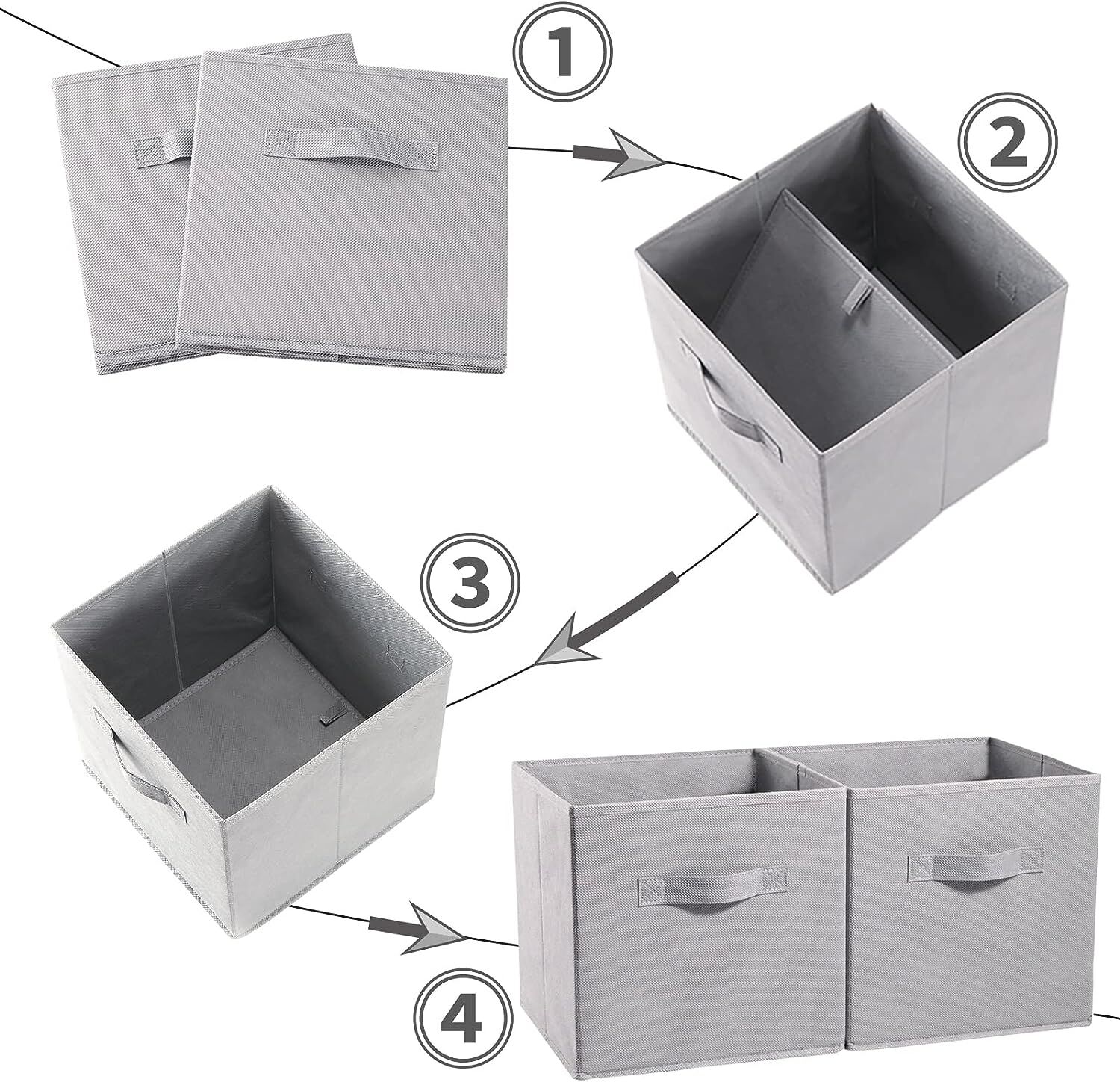 Blue 6-Pack Foldable Storage Cubes - Fabric Bookcase Organisers