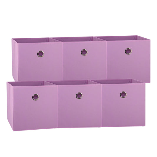 Light Pink 6-Pack Foldable Storage Cubes - Fabric Bookcase Organisers