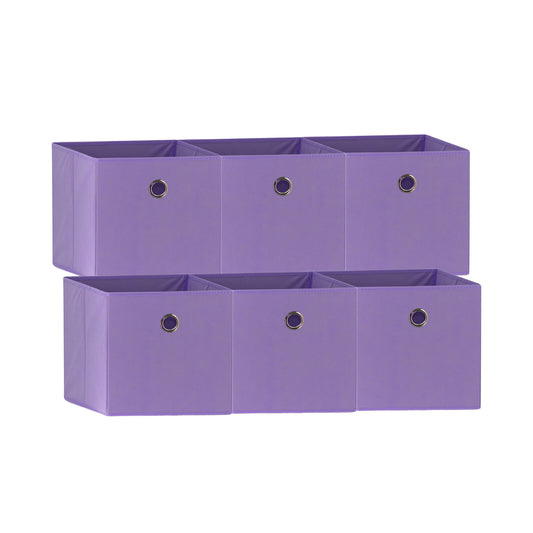 SORTI 33x33x27 CM PURPLE 6-Pack Foldable Storage Cubes - Fabric Bookcase Organizers for Toys and More
