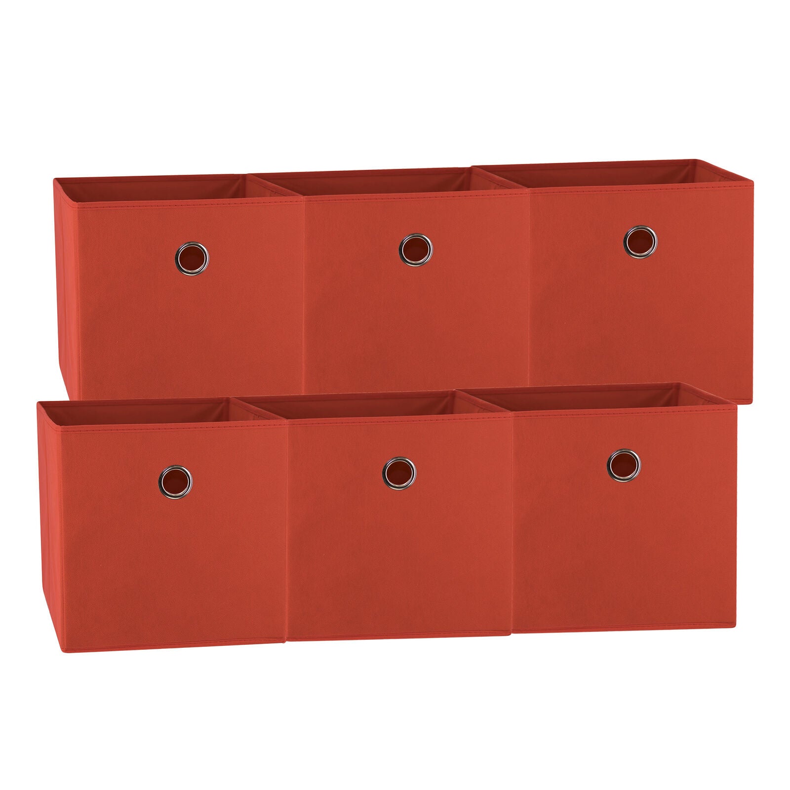 Red 6-Pack Foldable Storage Cubes - Fabric Bookcase Organisers