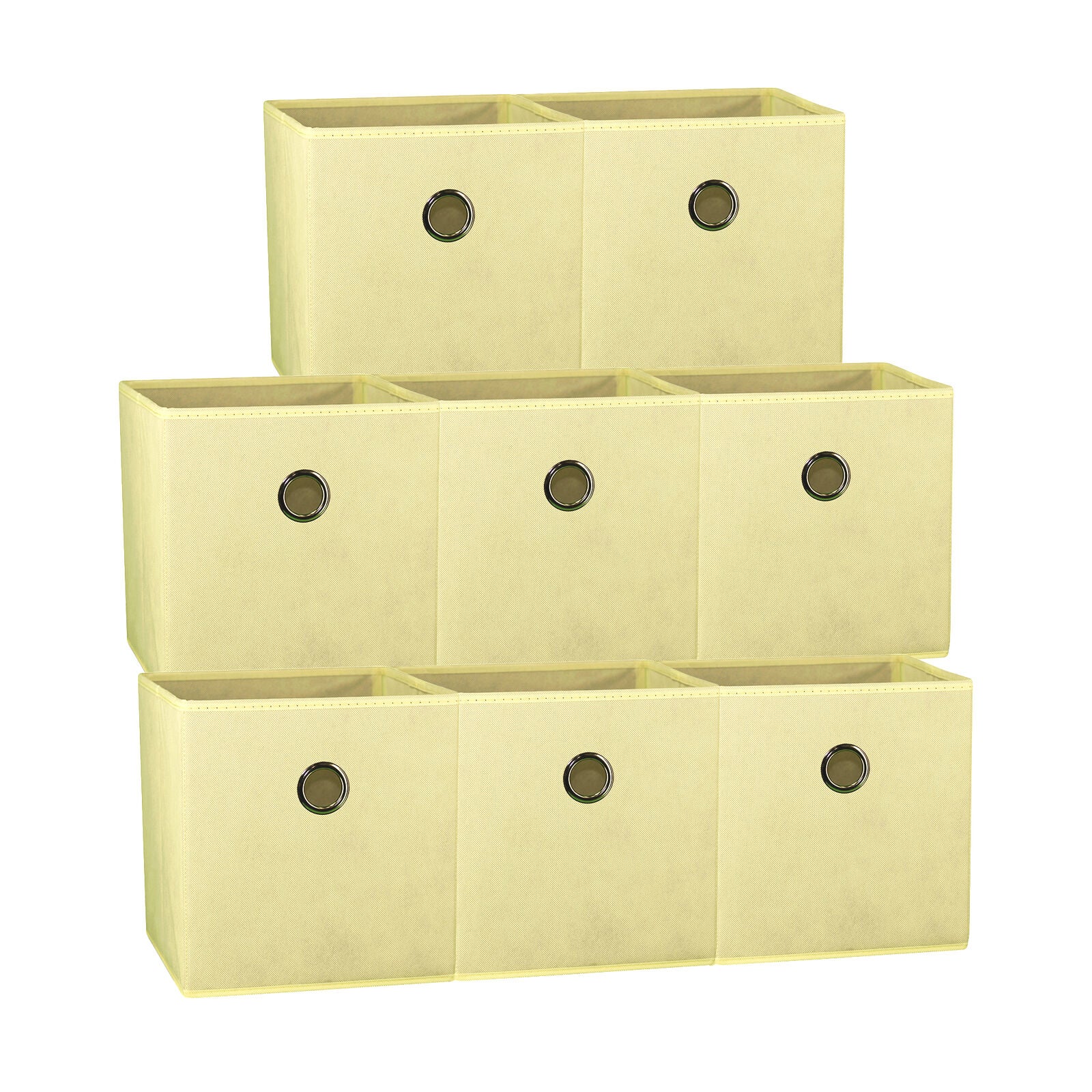 Beige 8-Pack Foldable Storage Cubes - Fabric Bookcase Organisers