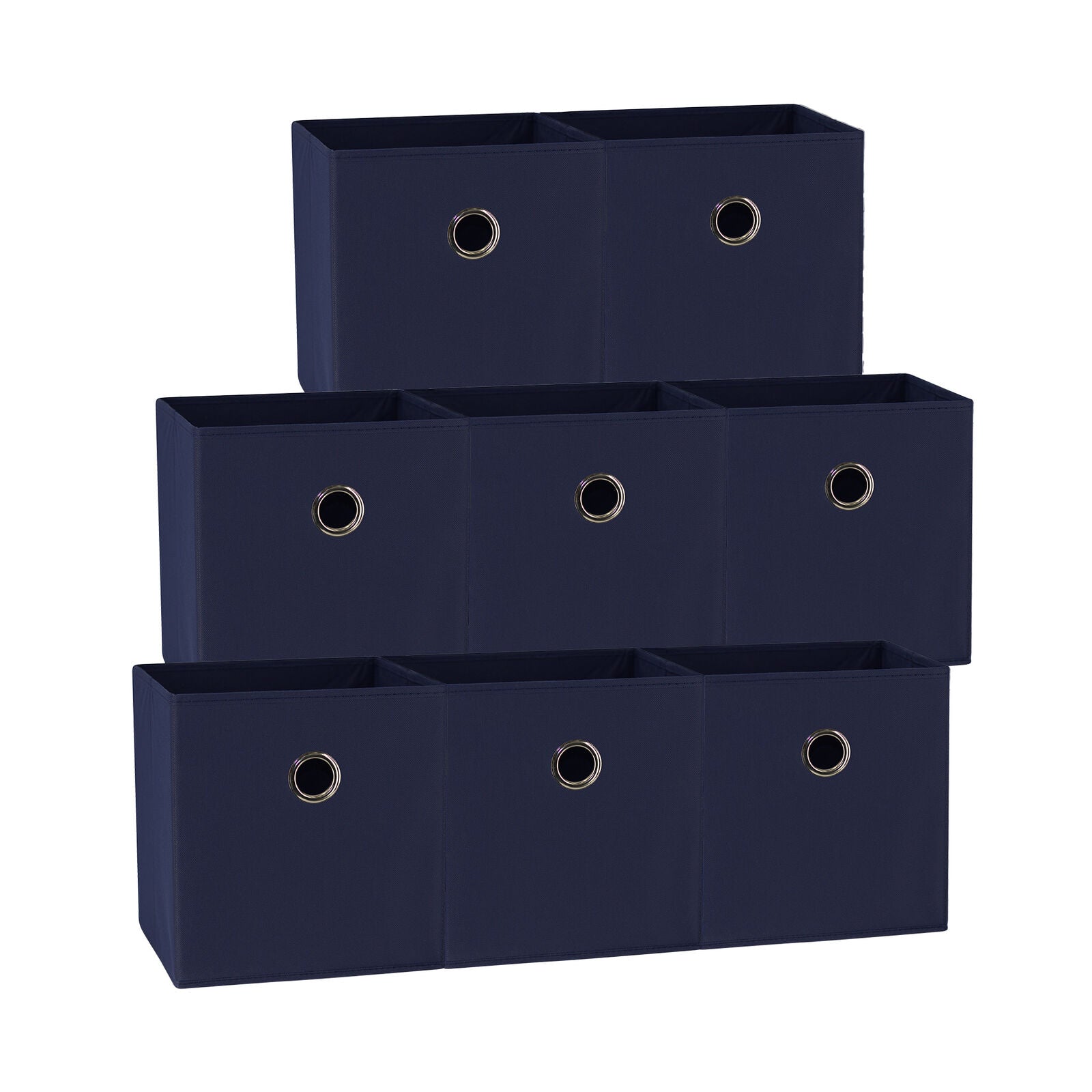 Dark Blue 8-Pack Foldable Storage Cubes - Fabric Bookcase Organisers