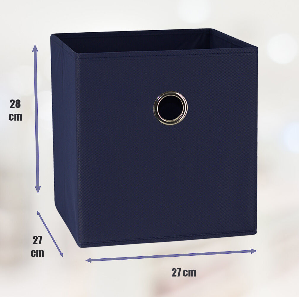 Dark Blue 8-Pack Foldable Storage Cubes - Fabric Bookcase Organisers