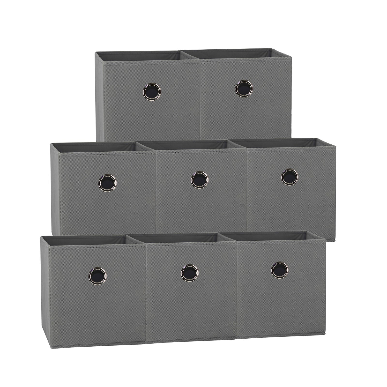 27x28x27 CM Grey 8-Pack Foldable Storage Cubes - Fabric Bookcase Organizers for Toys and More