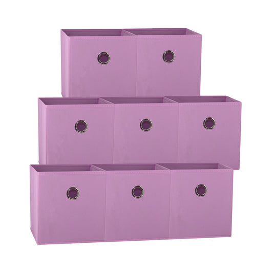 27x28x27 CM Light Pink 8-Pack Foldable Storage Cubes - Fabric Bookcase Organizers for Toys and More