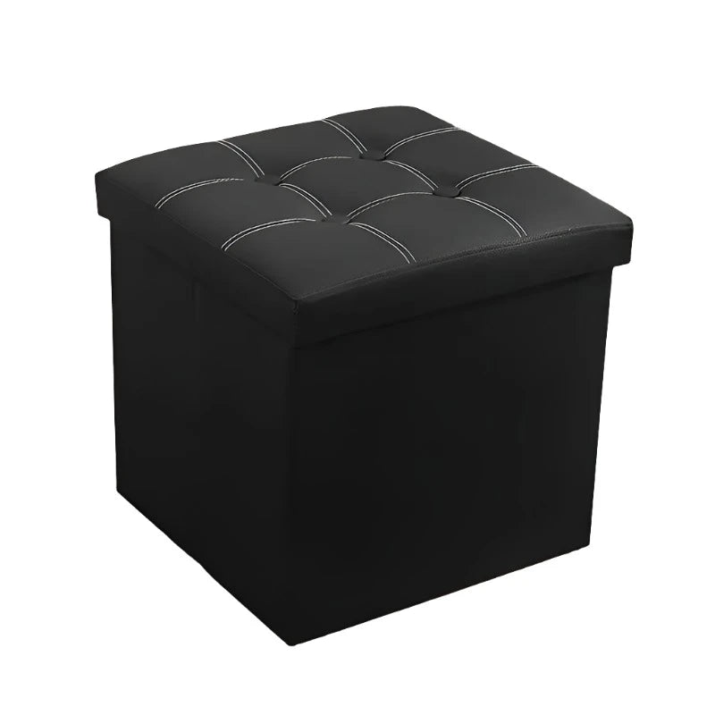 Storage Ottoman, Ottoman storage Faux Leather  - Black, 55L