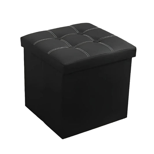 Storage Ottoman, Ottoman storage Faux Leather  - Black, 55L