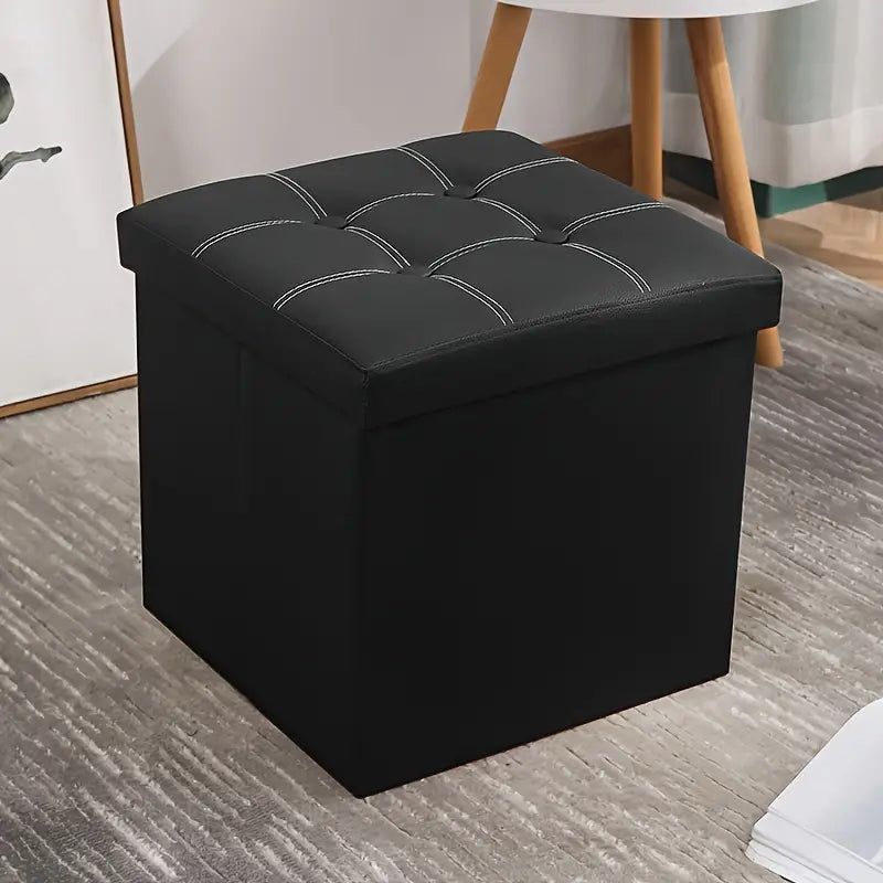 Storage Ottoman, Ottoman storage Faux Leather  - Black, 55L