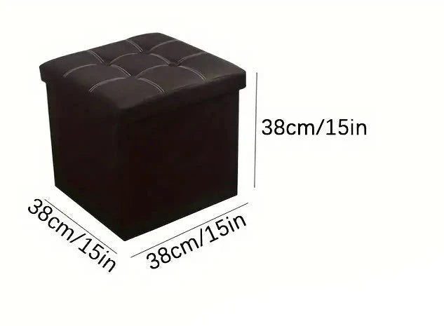 Storage Ottoman, Ottoman storage Faux Leather  - Black, 55L