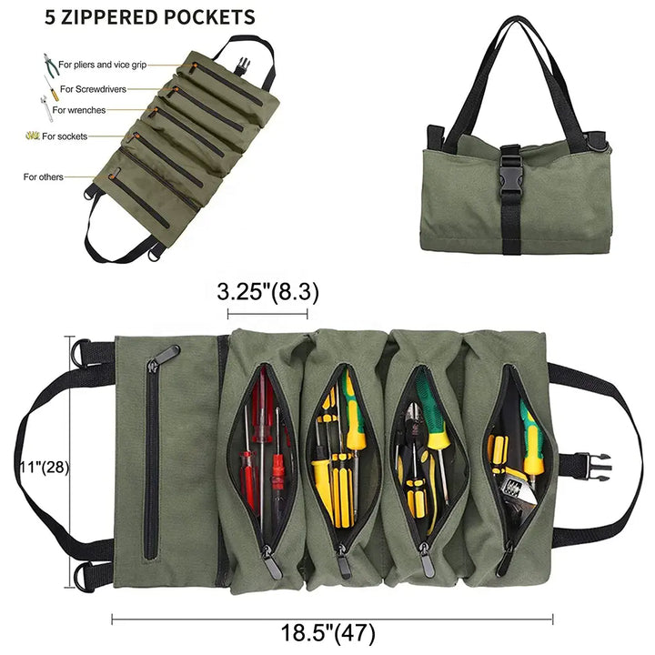 5-Pocket Roll-Up Tool Bag Organizer