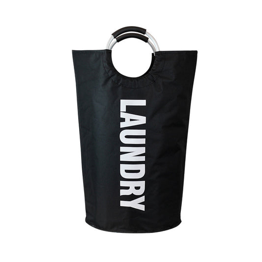 Black Large- Fabric Laundry Hamper Round Clothes Basket for Home Storage