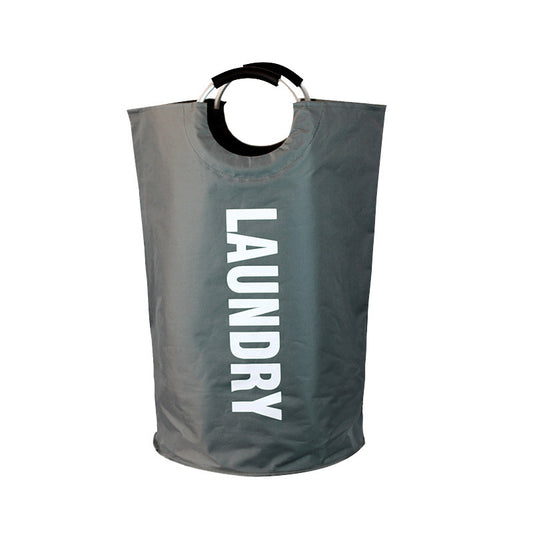 Dark Gray Large-Fabric Laundry Hamper Round Clothes Basket for Home Storage