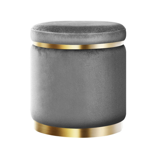 Ottoman Foot Stool Velvet - Grey