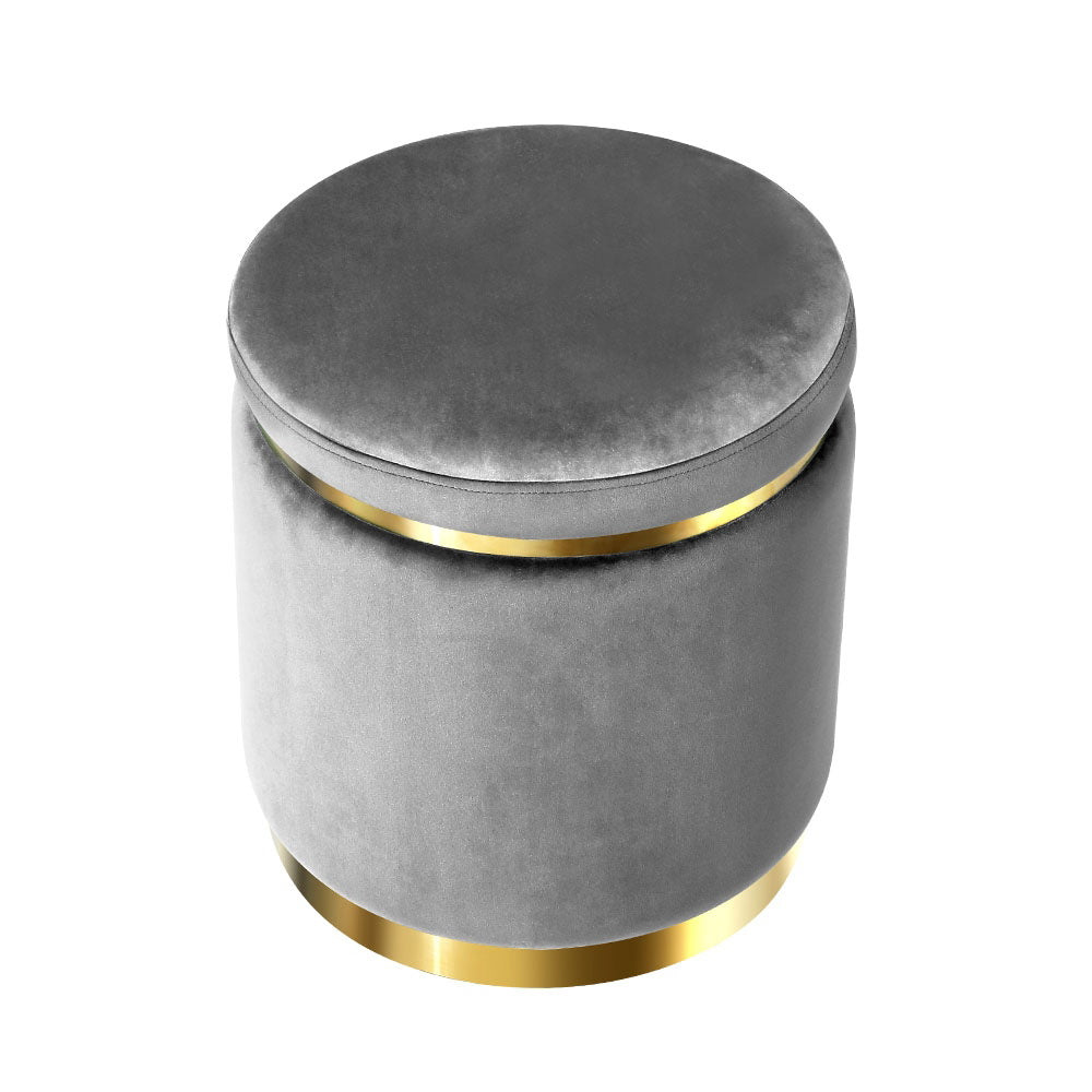 Ottoman Foot Stool Velvet - Grey