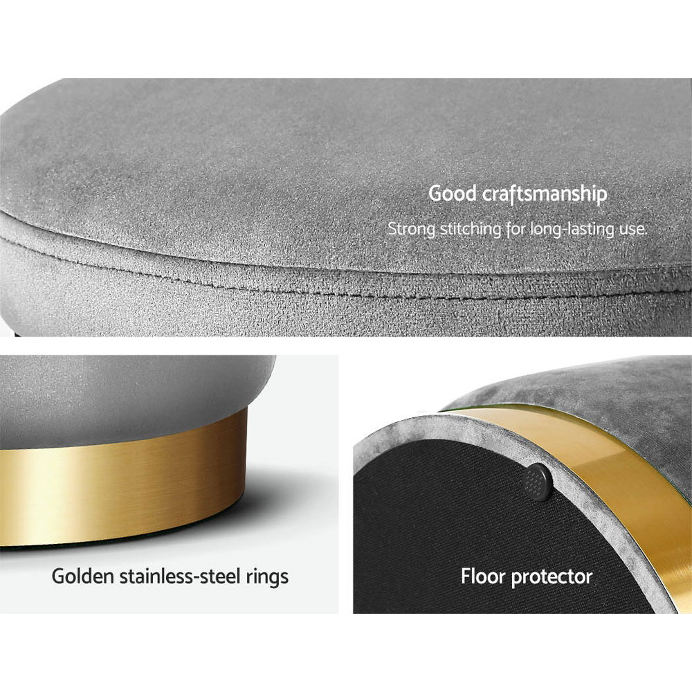 Ottoman Foot Stool Velvet - Grey