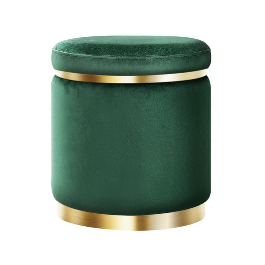 Storage Nook Round Velvet Ottoman Foot Stool Foot Rest Pouffe Padded Seat Footstool