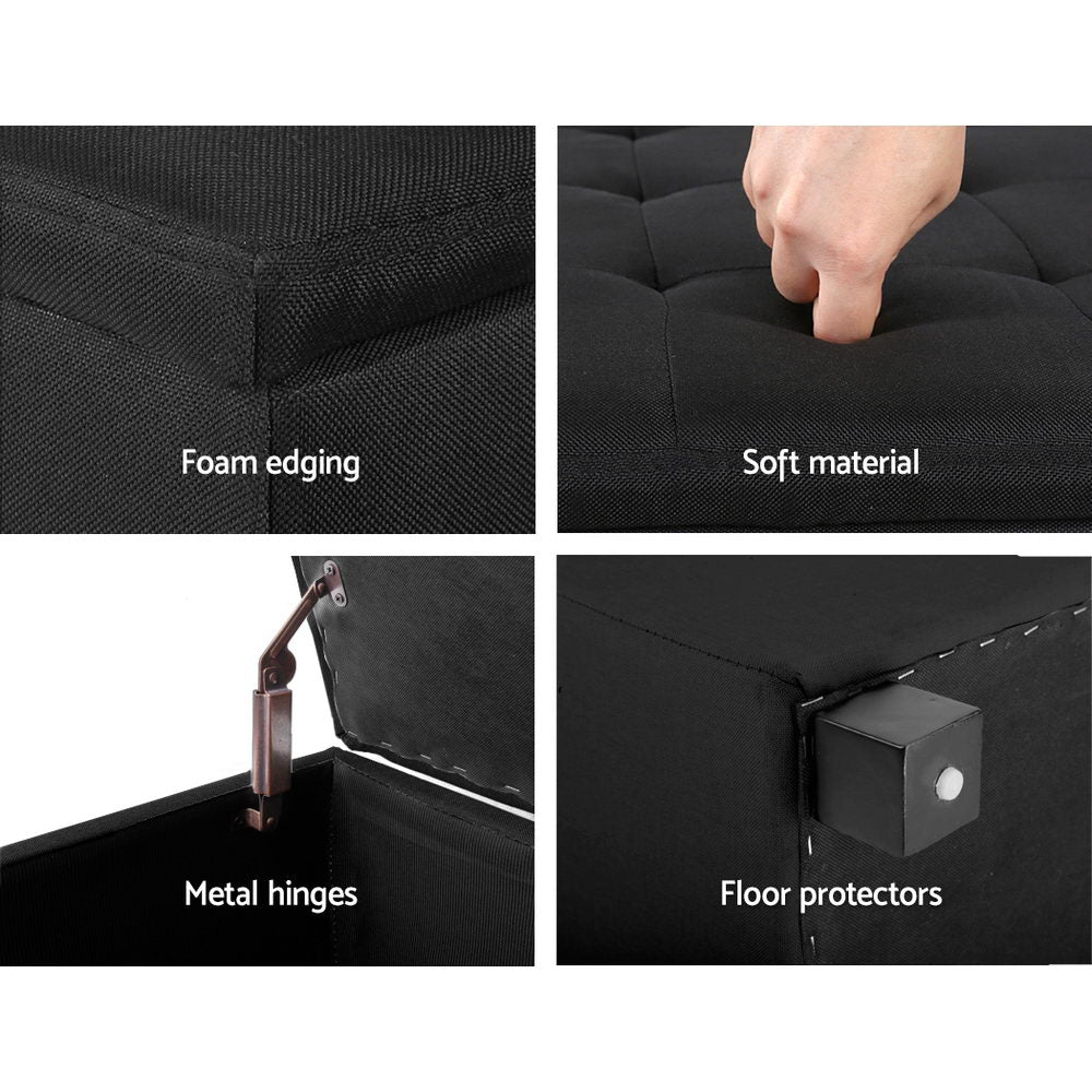 Ottoman Storage Blanket Box - Black - Storage Nook