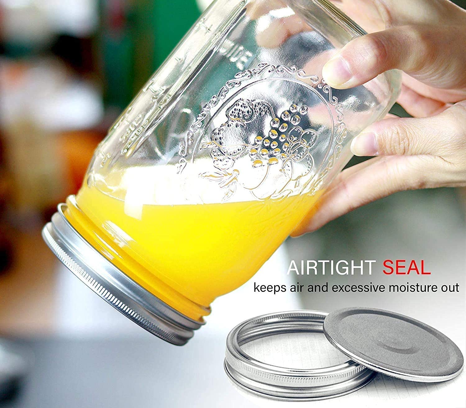Canning Jars - 12 Pieces 480ml Empty Glass Spice Bottles with Airtight Lids and Labels