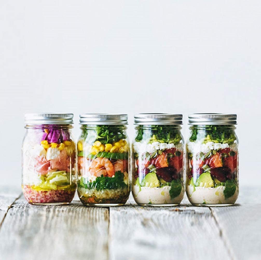 Canning Jars - 12 Pieces 480ml Empty Glass Spice Bottles with Airtight Lids and Labels
