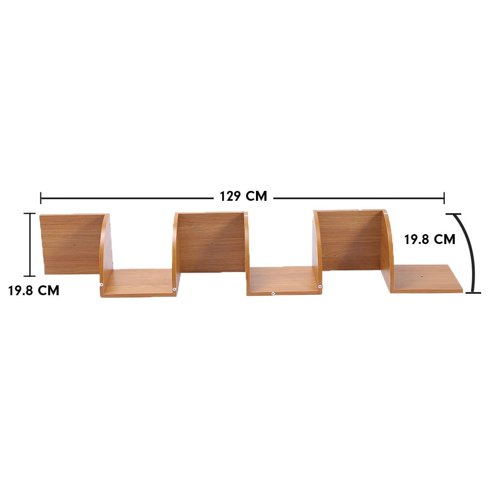 Corner Wall Shelf Display 5 Tier Shelves Dvd Book Storage Rack Floating Mounted - Beech