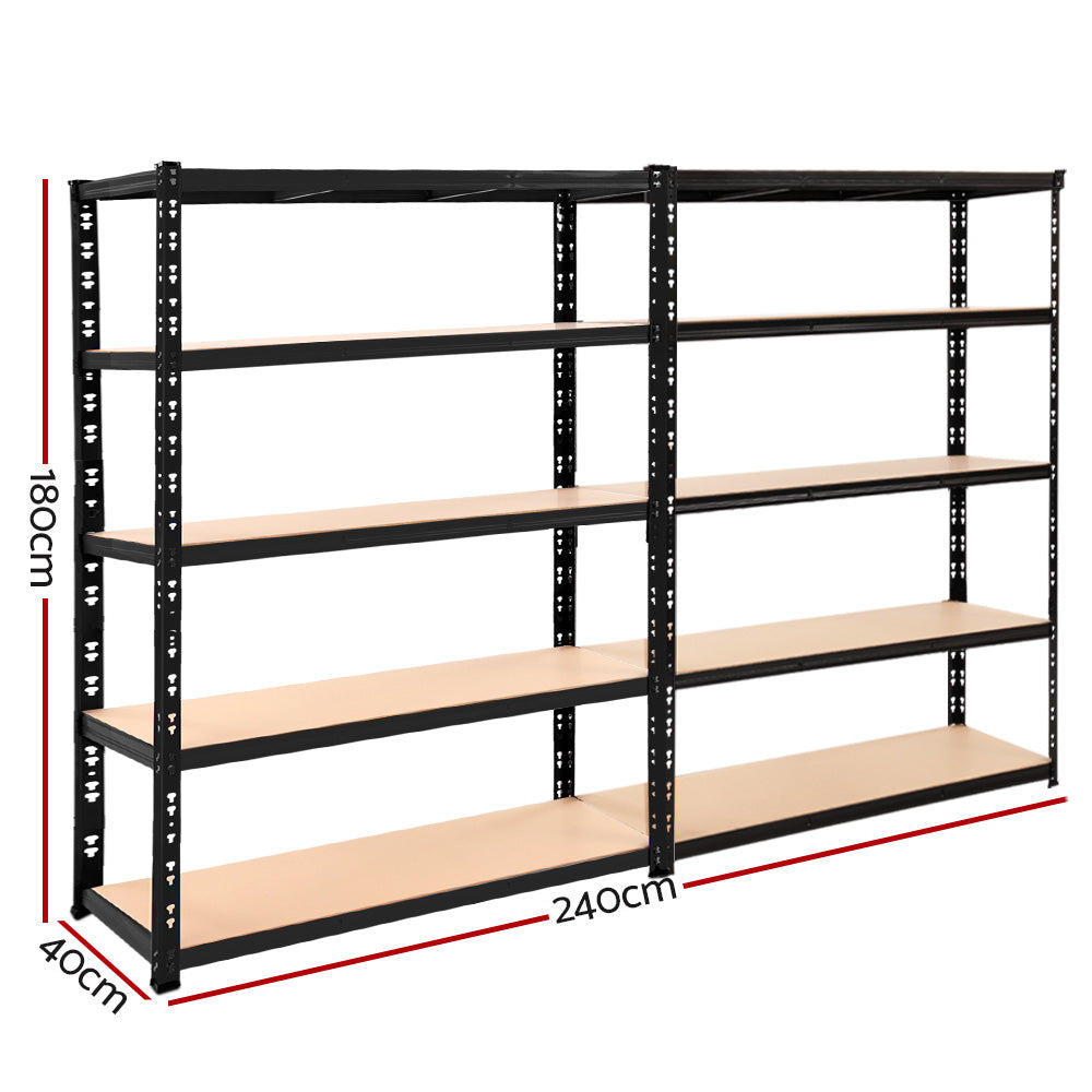 Garage Shelving Warehouse Rack  2.4MX1.8M Pallet Racking Storage Steel Black